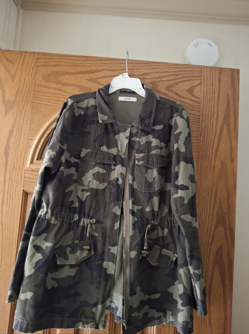 JustFab Olive & Dark Green Camo Utility Jacket - Picture 6 of 6